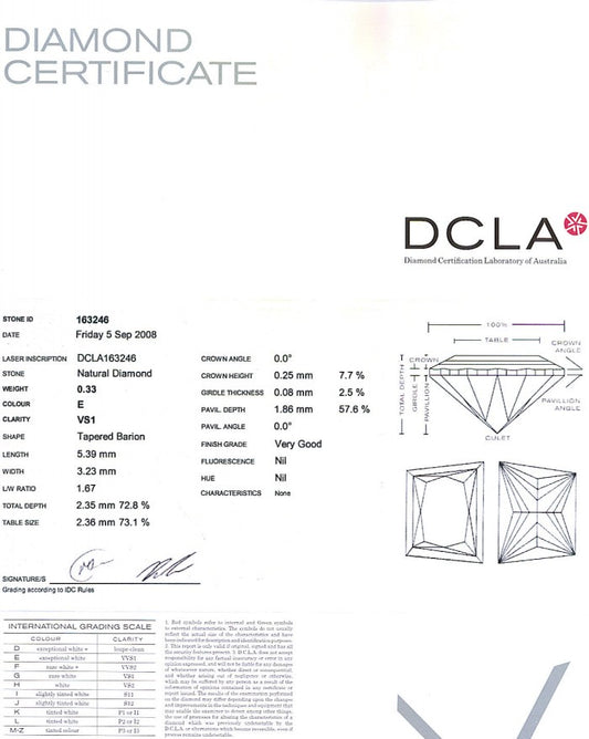 Trapezoid Cut Diamond 0.33ct E VS1