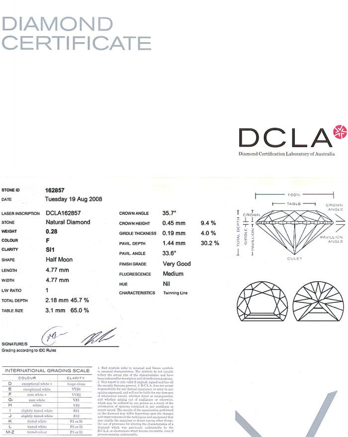 Half Moon Diamond Pairs 0.28ct F SI1