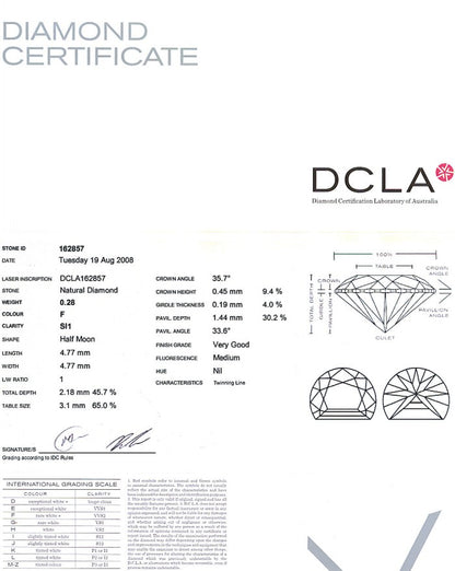 Half Moon Diamond Pairs 0.28ct F SI1