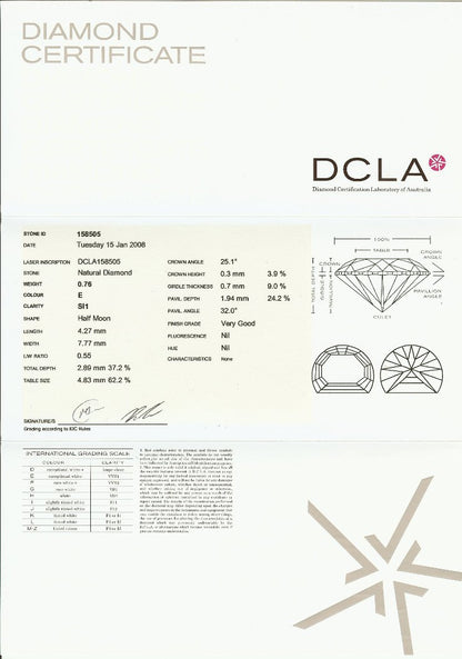 Half Moon Diamonds 0.76ct E SI1