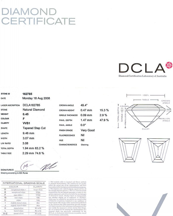 Taper Baguette 0.45ct F VVS1