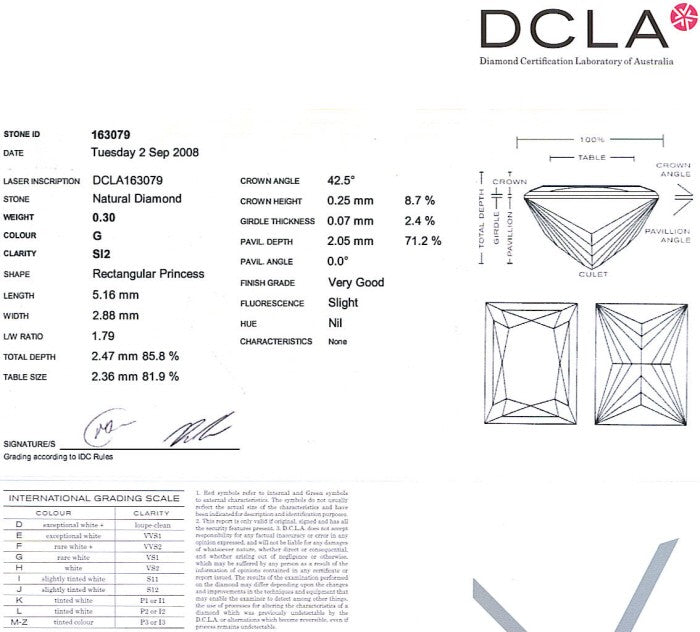 Baguillion Cut Diamond 0.30ct G SI2