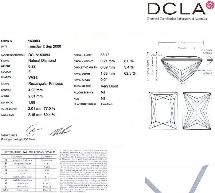 Baguillion Cut Diamond 0.22ct F VVS2