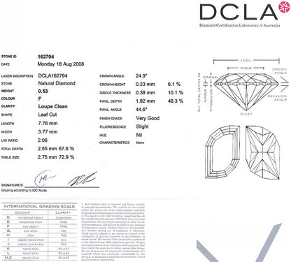 Leaf Cut Diamond pairs 1.03ct F IF