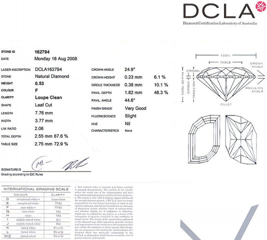 Leaf Cut Diamond pairs 1.03ct F IF