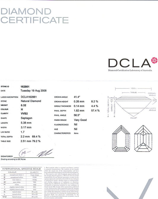 Bullet Cut Diamond Pairs 0.32ct H VVS2