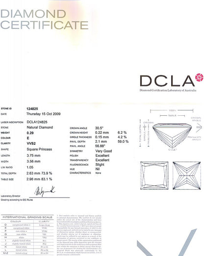 Princess Cut Diamond 0.29ct E VVS2
