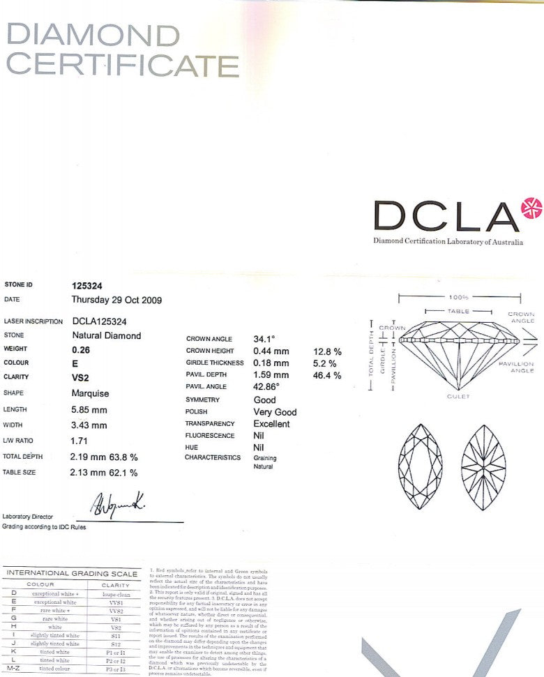 Marquise Cut Diamond 0.26ct E VS2