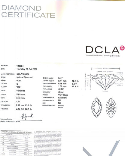 Marquise Cut Diamond 0.26ct E VS2
