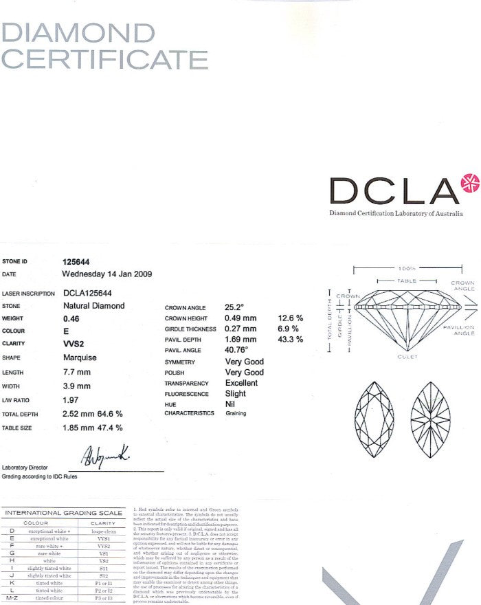 Marquise Cut Diamond 0.46ct E VVS2