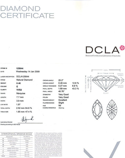 Marquise Cut Diamond 0.46ct E VVS2