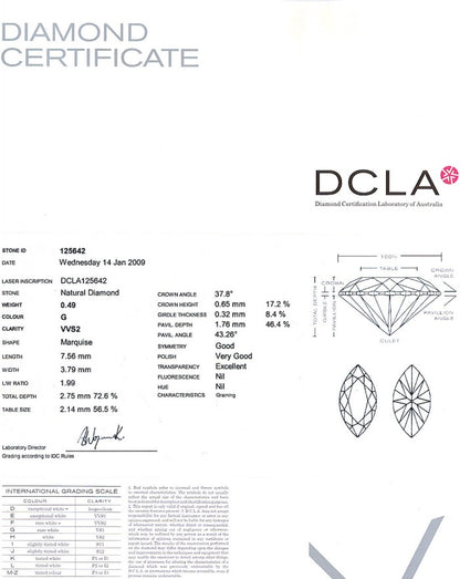 Marquise Cut Diamond 0.49ct G VVS2