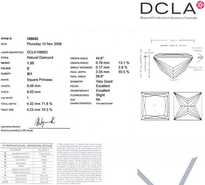 Princess Cut Diamiond 1.35ct E SI1