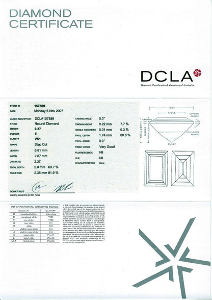 Baguette Cut Diamond 0.37ct E VS1