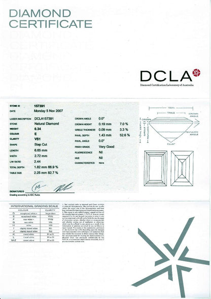 Basguette Cut Diamond 0.34ct E VS1