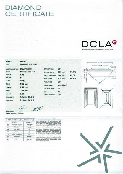 Baguette Cut Diamond 0.38ct F VVS2