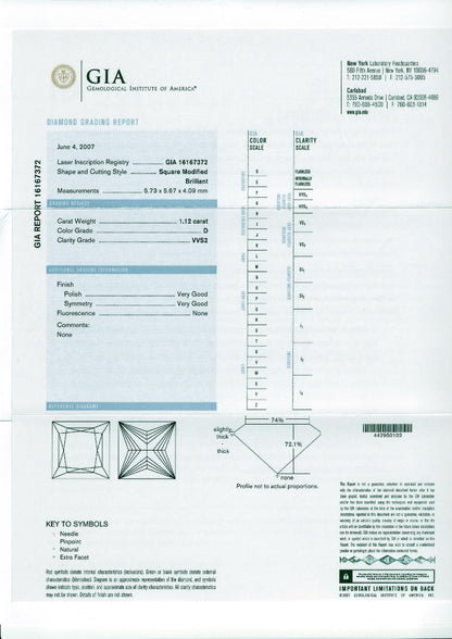 Princess Cut Diamond 1.12ct D VVS2