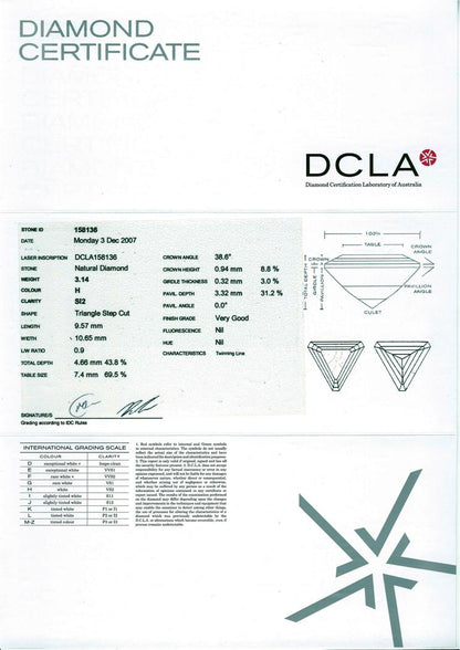 Trilliant Cut Diamond 3.14ct H SI2