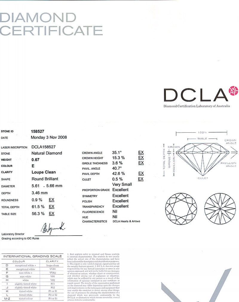 Round Brilliant Cut Diamond 0.67ct E IF