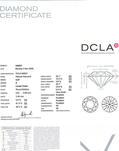 Round Brilliant Cut Diamond 0.67ct E IF