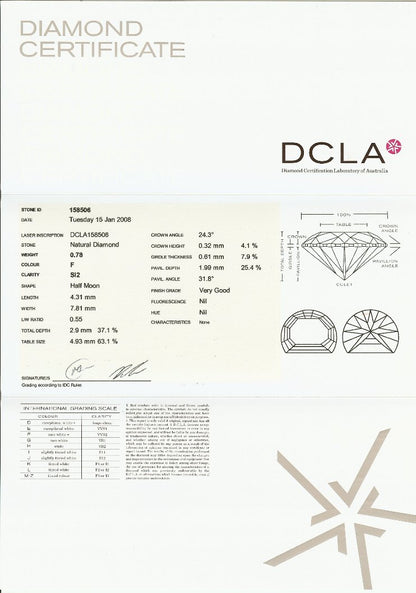 Half Moon Diamond 0.78ct F SI2