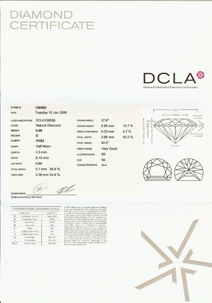 Half Moon Diamond 0.69ct D VVS2