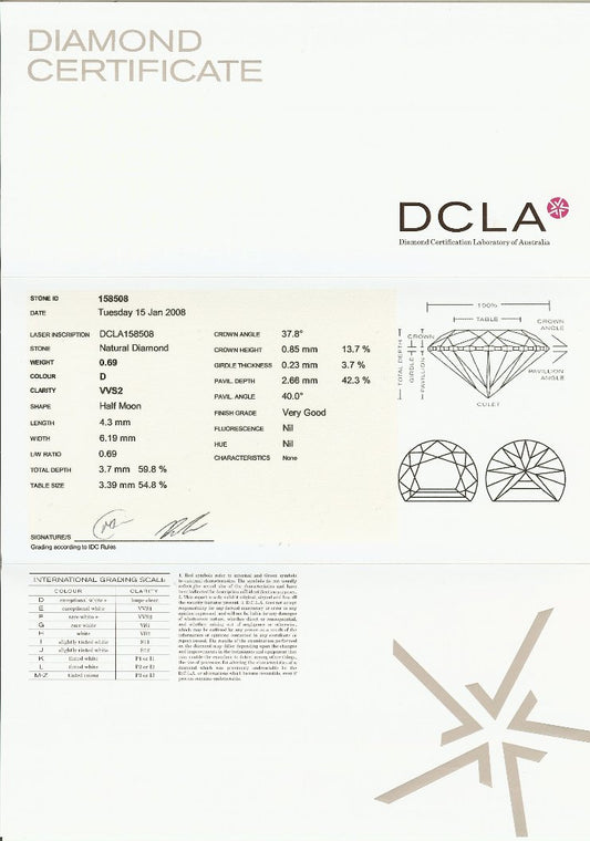 Half Moon Diamond 0.69ct D VVS2