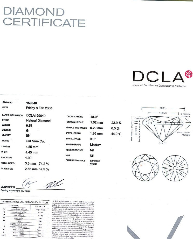 Old Mine Cut Diamond 0.53ct G SI1