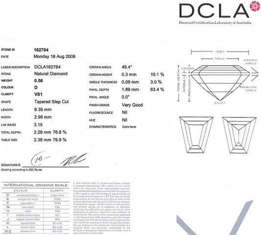 Taper Baguette Diamond 0.56ct D VS1
