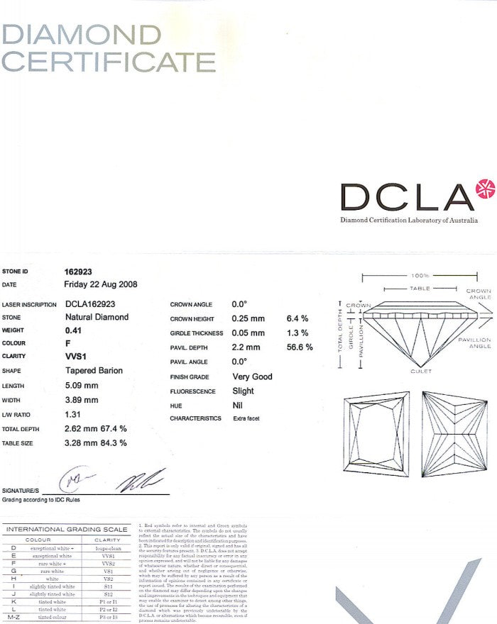 Trapezoid Diamond pairs 0.41ct F VVS1
