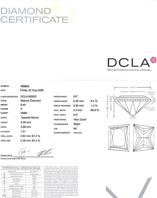 Trapezoid Diamond pairs 0.41ct F VVS1