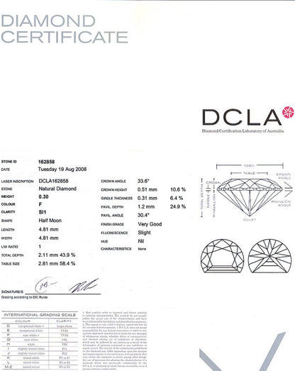 Half Moon Diamond Pairs 0.30ct F SI1