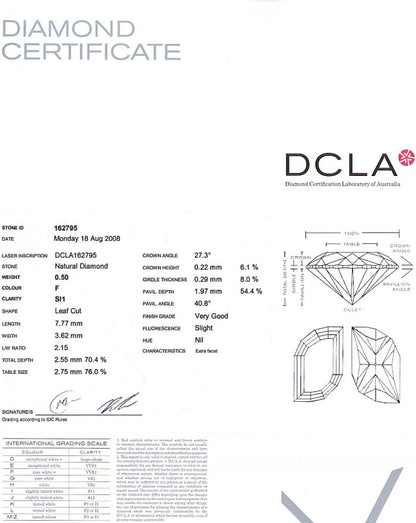 Leaf Cut Diamond Pairs 0.50ct F SI1