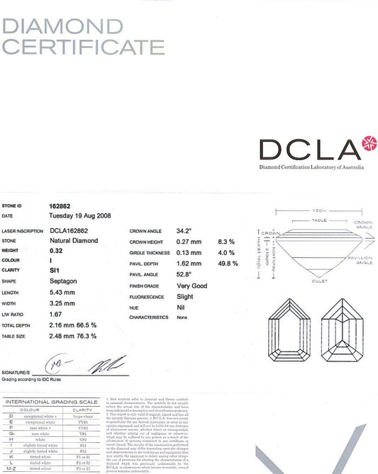 Bullet Cut Diamond pairs 0.32ct I SI1