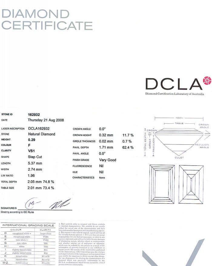 Baguette Diamond 0.29ct F VS1