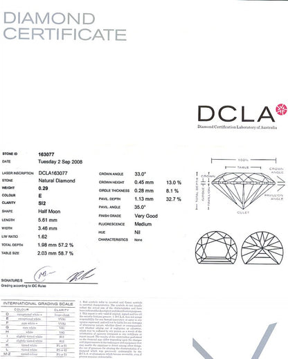 Half Moon Diamond 0.29ct E SI2