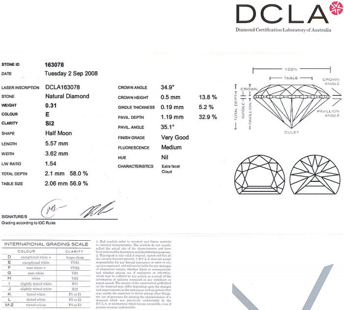Half Moon Diamond 0.31ct E SI2