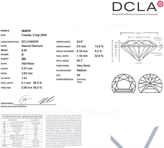 Half Moon Diamond 0.31ct E SI2