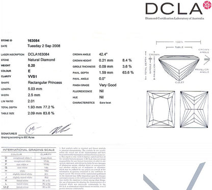 Baguillion Cut Diamond 0.20ct E VVS1