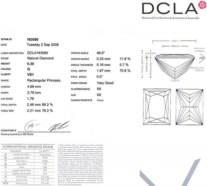 Baguillion Cut Diamond 0.30ct G VS1