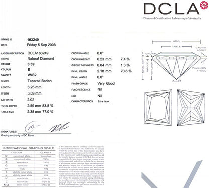 Trapezoid Cut Diamond 0.39ct E VVS2