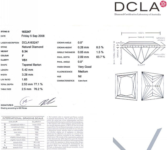 Trapezoid Cut Diamond 0.34ct F VS1