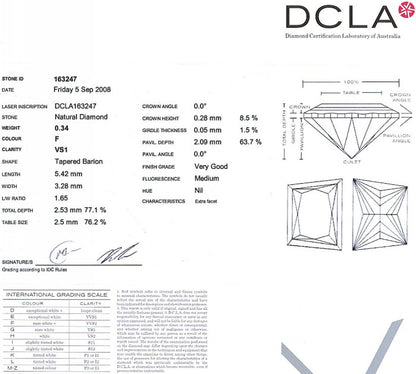 Trapezoid Cut Diamond 0.34ct F VS1