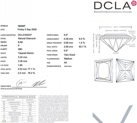 Trapezoid Cut Diamond 0.34ct F VS1