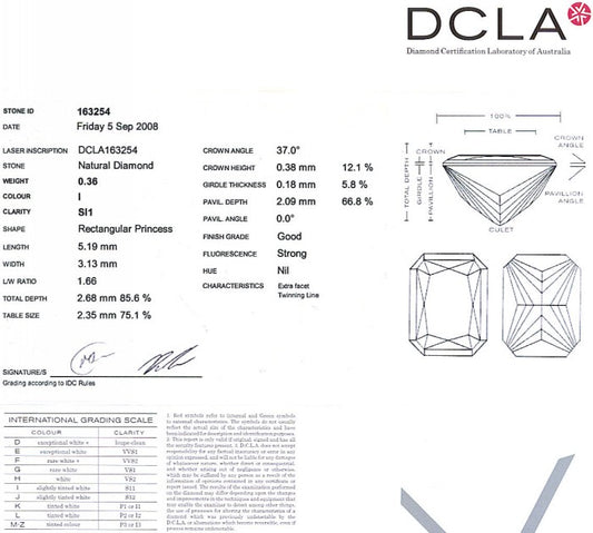 Radiant Cut Diamond 0.36ct I SI1