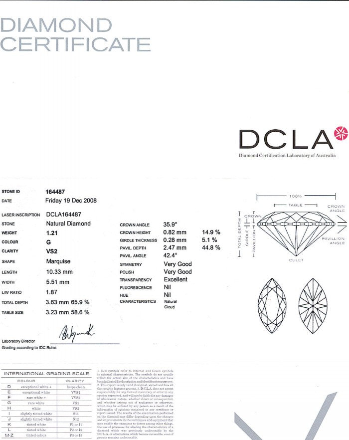 Marquise Cut Diamond 1.21ct G VS2