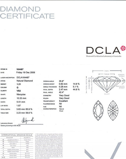 Marquise Cut Diamond 1.21ct G VS2