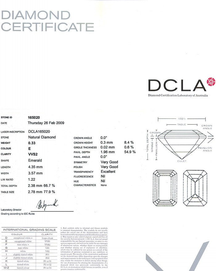 Emerald Cut Diamonds 0.33ct E VVS2