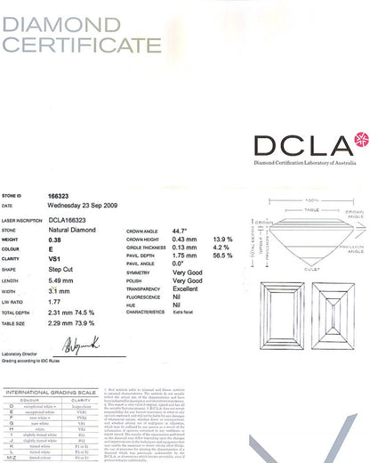 Baguette Cut Diamond 0.38ct E VS1