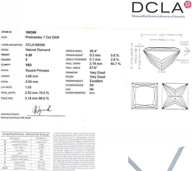 Princess Cut Diamond 0.26ct F VS2